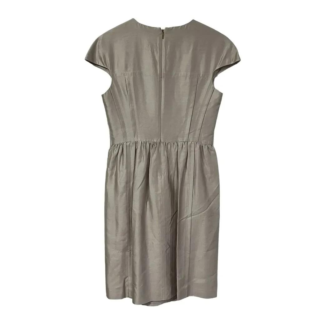 Tory Burch Size 8 Dress‎ Jessie Silk Embellished Beaded Beige Cap Sleeve Women's